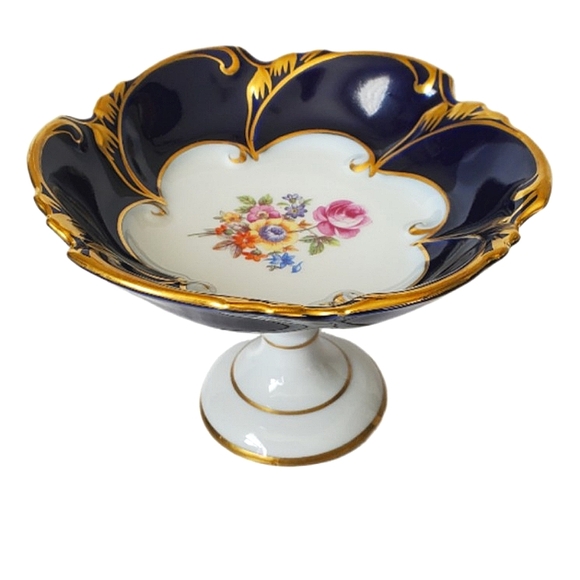 Fine Porcelain JlMenau Graf Von Henneberg Pedestal Compote Bowl/ Candy Dish - Picture 1 of 8